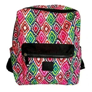 GO! SAC Backpack Colorful Geometric Side Pockets Black Straps